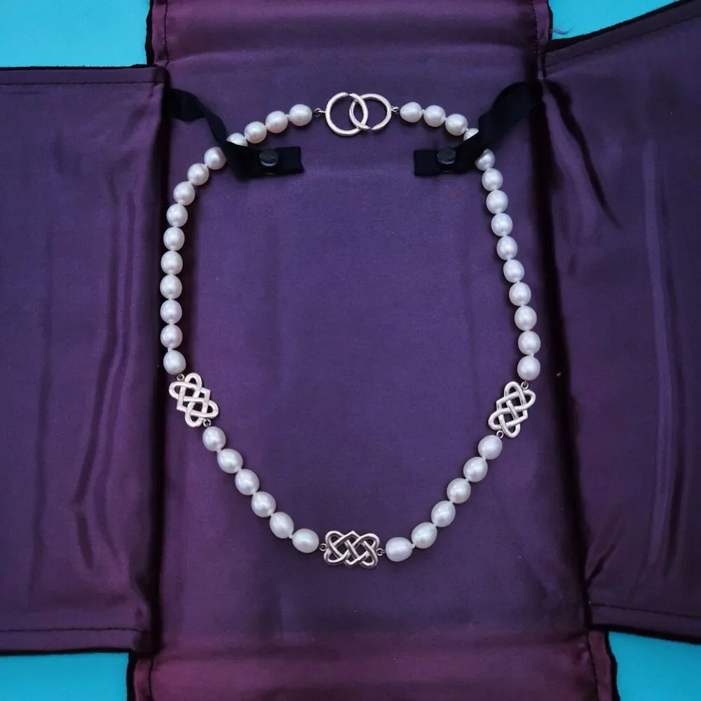 RARE Tiffany & Co. Paloma Picasso Freshwater  Pearl Celtic Knot Bead Necklace
